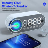 Wireless Bluetooth Speaker Alarm Clock RGB TWS USB LED Mirror Digital