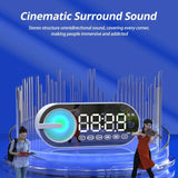 Wireless Bluetooth Speaker Alarm Clock RGB TWS USB LED Mirror Digital