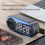 Wireless Bluetooth Speaker Alarm Clock RGB TWS USB LED Mirror Digital