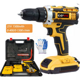 2 Battery 21V Cordless Drill Combi Driver High Power Electric Screwdriver