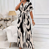 Womens Summer V Neck Jumpsuit Wide Leg
