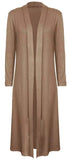 Womens Long Sleeve Full Length Open Front Cardigan 8-26