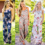 Sleeveless Floral Playsuit Ladies Summer Romper Long Jumpsuit - Toplen