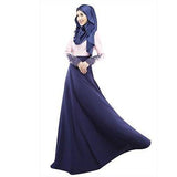 Women Kaftan Abaya Jilbab Muslim Bow Long Sleeve Maxi Dress - Toplen