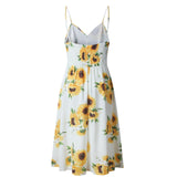 Womens Floral Button Pocket Summer Dress - Toplen