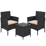 Rattan Garden Furniture Set 3 Pcs Outdoor Patio Furniture Sofa Table Chairs