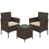Rattan Garden Furniture Set 3 Pcs Outdoor Patio Furniture Sofa Table Chairs