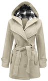 Womens Ladies Girls Belted Fleece Coat Hooded Jacket - Toplen