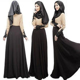 Women Kaftan Abaya Jilbab Muslim Bow Long Sleeve Maxi Dress - Toplen