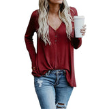 Women V Neck Long Sleeve Sweatshirt Pullover Tops Blouse Shirt - Toplen