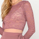 Women Pink Crop Lace Top & Knot Skirt Set - Toplen