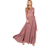 Women Pink Crop Lace Top & Knot Skirt Set - Toplen