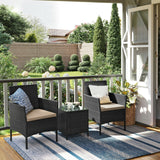 Rattan Garden Furniture Set 3 Pcs Outdoor Patio Furniture Sofa Table Chairs