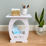 White Small 2 Tier Bedside Table Side Table with Shelf