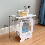 White Small 2 Tier Bedside Table Side Table with Shelf