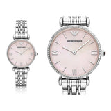 EA Emporio Armani Ladies Gianni T-Bar Watch AR1779 - Silver & Pink