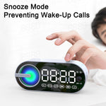 Wireless Bluetooth Speaker Alarm Clock RGB TWS USB LED Mirror Digital