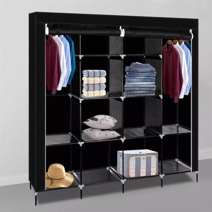 Large Canvas Fabric Wardrobe Portable Clothes Closet Storage Organiser Dustproof