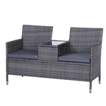 Outsunny Rattan Garden Furniture Patio Chair Table - Grey