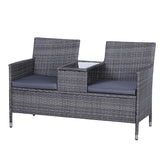 Outsunny Rattan Garden Furniture Patio Chair Table - Grey