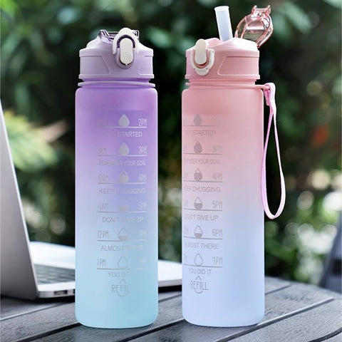 Water Bottle With Straw And Time Mark 750ml