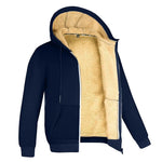 Unisex Winter Coat Warm Long Sleeve Zipper Fleece Hooded