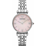 EA Emporio Armani Ladies Gianni T-Bar Watch AR1779 - Silver & Pink