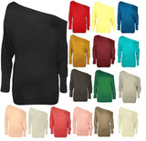 Womens Off Shoulder Batwing Top Ladies Long Sleeve Baggy Top