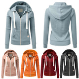 Women Plain Zip Up Sweatshirt Hoodies