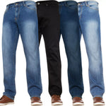 Mens Straight Leg Denim Regular Stretch Jeans