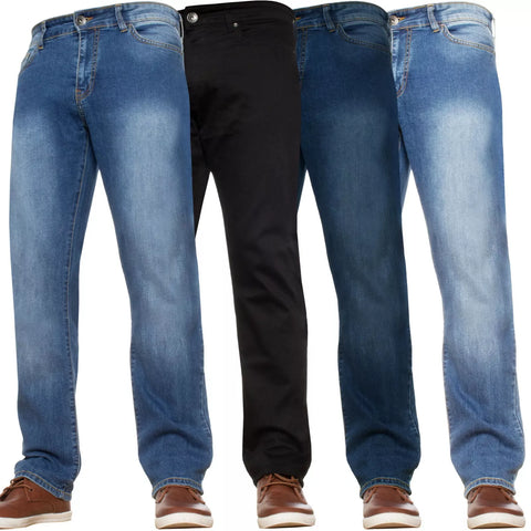Mens Straight Leg Denim Regular Stretch Jeans