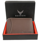 Mens Brown Genuine Leather Wallet RFID Safe Two Slip Pockets + Gift Box