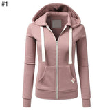 Woman Solid Color Sport Casual Hoodie - Toplen