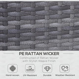 Outsunny Rattan Garden Furniture Patio Chair Table - Grey
