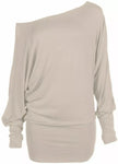 Womens Off Shoulder Batwing Top Ladies Long Sleeve Baggy Top