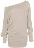 Womens Off Shoulder Batwing Top Ladies Long Sleeve Baggy Top