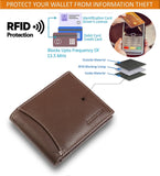 Mens Brown Genuine Leather Wallet RFID Safe Two Slip Pockets + Gift Box