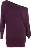 Womens Off Shoulder Batwing Top Ladies Long Sleeve Baggy Top