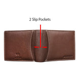 Mens Brown Genuine Leather Wallet RFID Safe Two Slip Pockets + Gift Box