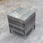 3 Piece Patio Set Rattan Garden Furniture Table Chairs Grey