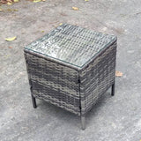 3 Piece Patio Set Rattan Garden Furniture Table Chairs Grey