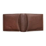 Mens Brown Genuine Leather Wallet RFID Safe Two Slip Pockets + Gift Box