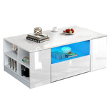 High Gloss Coffee Table With Storage 2 Drawer