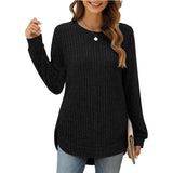 Womens Holiday Loose Jumper Casual Plain Tops