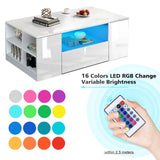High Gloss Coffee Table With Storage 2 Drawer