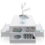 High Gloss Coffee Table With Storage 2 Drawer