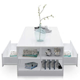High Gloss Coffee Table With Storage 2 Drawer