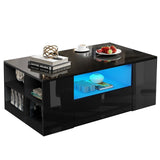 High Gloss Coffee Table With Storage 2 Drawer