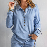 Women Polo Shirt Long Sleeve Loose Pullover Tops