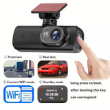 4K Dash Cam Front and Rear View 170° Car Camera Night Vision with Built in WiFi